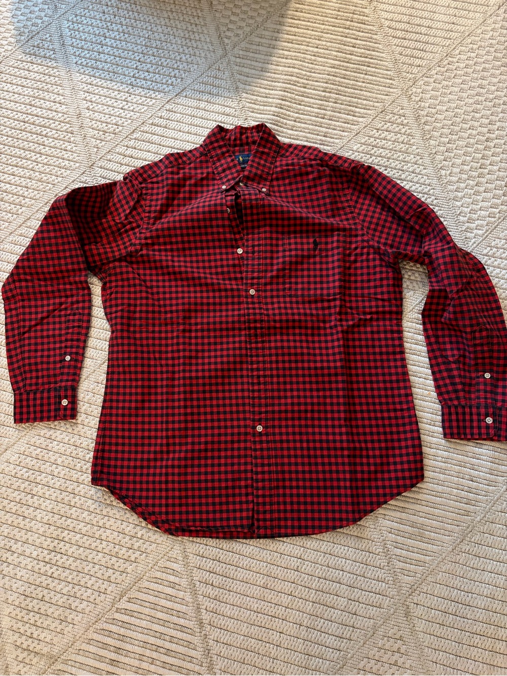 Ralph Lauren Red and Black Buffalo Check Button-Down Shirt